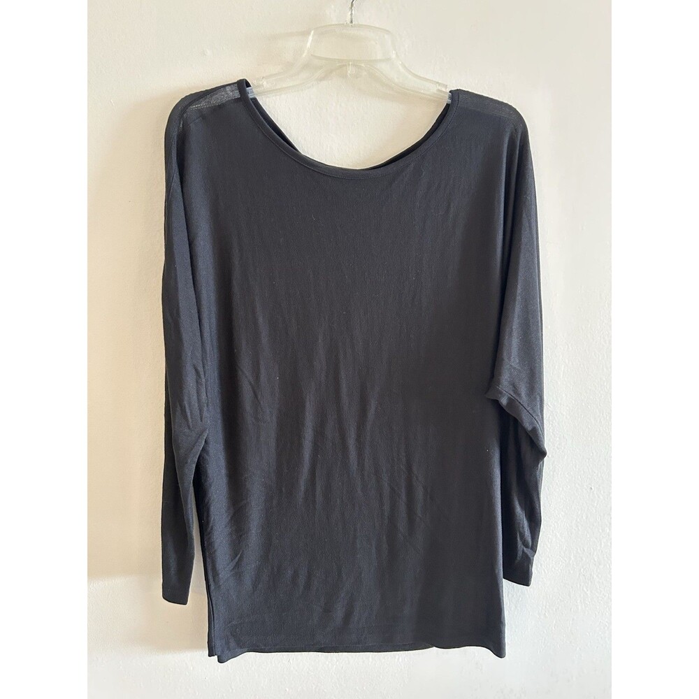 Vince Dolman Sleeve jersey tunic top, black Sheer size M